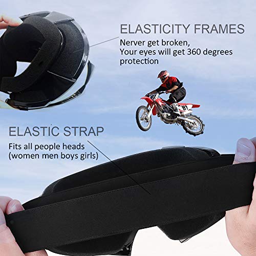 shirylzee Gafas de Moto UV Protección Gafas Ajustable Antifaz a prueba de viento para Viento Motocross Ciclismo esquí (lente colorida)