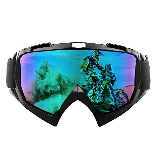 shirylzee Gafas de Moto UV Protección Gafas Ajustable Antifaz a prueba de viento para Viento Motocross Ciclismo esquí (lente colorida)