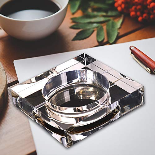 ShiSyan Modern Home/Oficina Arte Deco portátil Plaza Cenicero de Cristal de Oro Modelo 10 cm Ceniceros