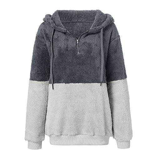 SHOBDW Liquidación Venta Mujer Sudadera con Capucha Suelta Tallas Grandes Jersey de Mujer Jersey otoño Invierno Manga Larga Remata Abrigo cálido (S, S-Gris)