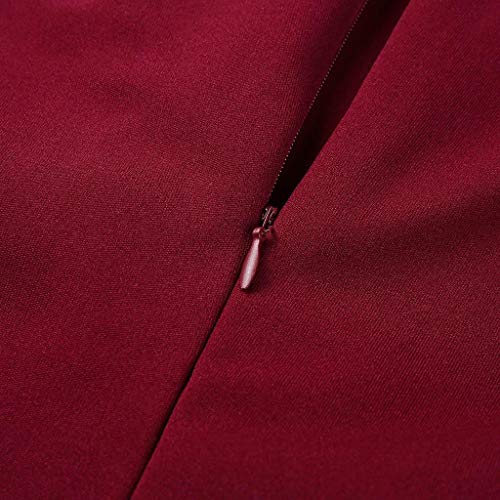 SHOBDW Vestidos Mujer Día De San Valentín Presente SóLido Un Hombro Vestido De Fiesta De Noche Formal Elegante con Pliegues Altos con Volantes De Hendidura Elegante Maxi Vestidos Largos(Rojo,XL)