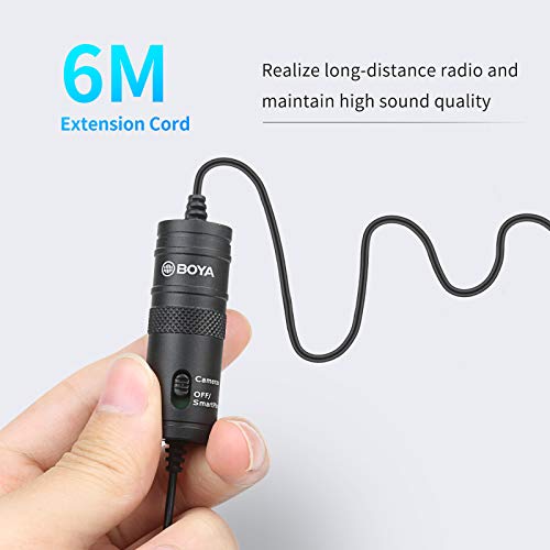 SHOOT BOYA - BY-M1 - Micrófono de condensador Lavalier, de 3,5 mm, con parabrisas AriMic, para smartphones, videocámaras y grabadora DSLR Único