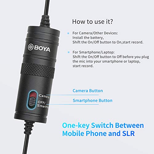 SHOOT BOYA - BY-M1 - Micrófono de condensador Lavalier, de 3,5 mm, con parabrisas AriMic, para smartphones, videocámaras y grabadora DSLR Único
