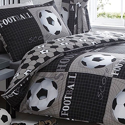 Shoot de fútbol poliéster Juego de Funda de edredón y Funda de Almohada Juego de Cama,., Gris, Single