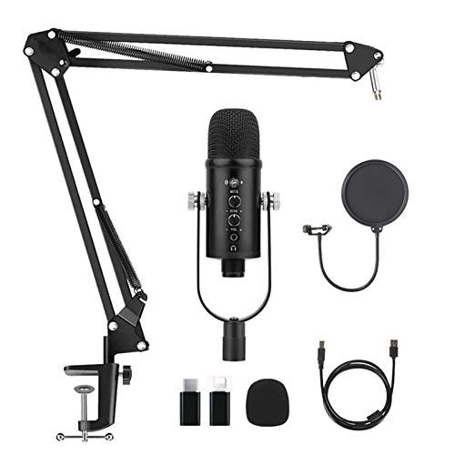 SHOOT U-Shape Studio Recording Condenser Micrófono USB Computadora PC Kit de micrófono con soporte de brazo de metal ajustable Podcast, Studio, Streaming, Broadcast, YouTube, Video