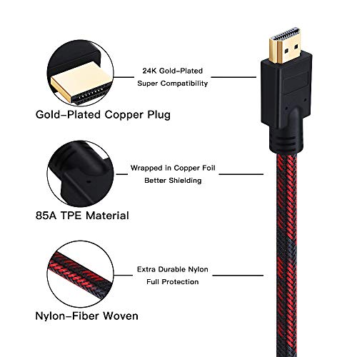 Shuliancable Cable HDMI, Compatible con Ethernet,Retorno de Audio, Compatible con Fire TV, 3D, vídeo 1080p y ARC, Playstation PS3 PC (5m, Black)