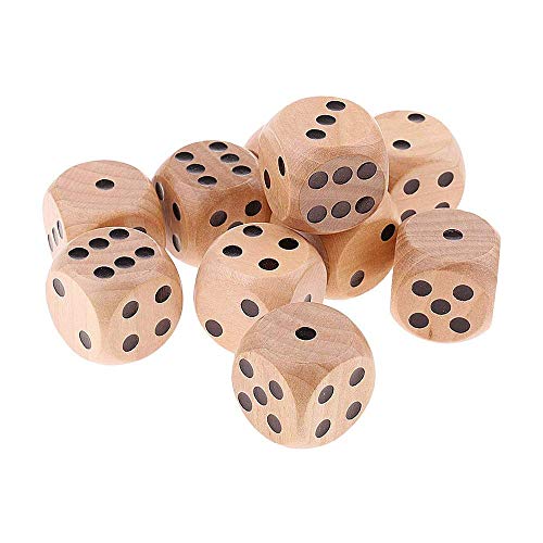 Shuny 10 Pcs Dados de Puntos, Número Mahjong Dados, 16 mm Dados de Madera, Juego de Mesa con Dados, Madera Dados Log Color Punto, Divertido para Aprender el Cálculo Mental y Las Matemáticas Juego