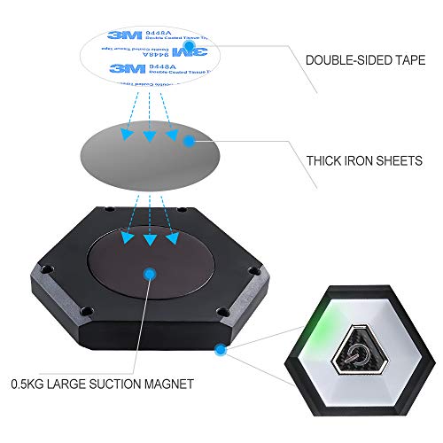 Sidaqi - Luz de lectura interior LED para coche, magnética, 4 colores, para techo, luz de techo, caja trasera, luz universal, recargable por USB, para vehículos, acampar, dormitorio, gabinete
