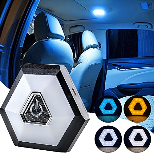 Sidaqi - Luz de lectura interior LED para coche, magnética, 4 colores, para techo, luz de techo, caja trasera, luz universal, recargable por USB, para vehículos, acampar, dormitorio, gabinete