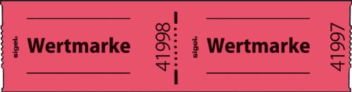 Sigel GR554 - Rollo de vales o cupones (60 x 30 mm, 500 cupones, numerados), color rojo