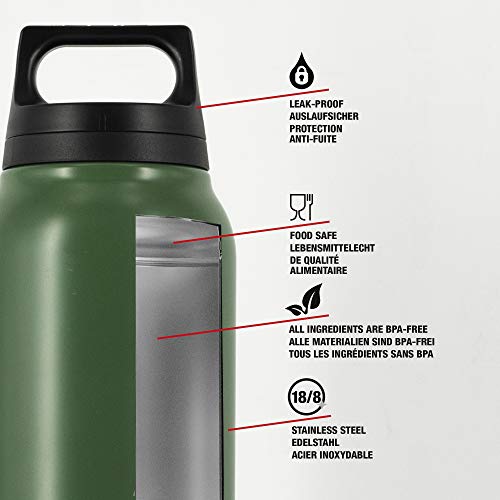 SIGG Hot & Cold Green Leaf Botella térmica (0.75 L), cantimplora termo con aislamiento al vacío y sin sustancias nocivas, botella de acero inoxidable hermética