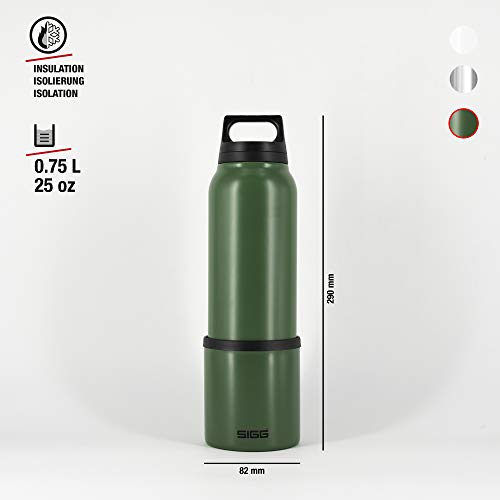SIGG Hot & Cold Green Leaf Botella térmica (0.75 L), cantimplora termo con aislamiento al vacío y sin sustancias nocivas, botella de acero inoxidable hermética