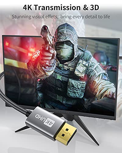 Silkland Cable DisplayPort 144Hz/2m, Admite 4K@60Hz, 2K@144Hz, 2K@165Hz, 3D, Compatible con FreeSync y G-Sync, Cable DisplayPort para 144Hz Monitor, 4K UHD TV, Pantalla y Tarjeta Gráfica para Juegos