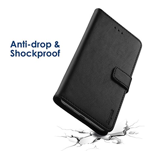 Simpeak Funda Compatible con Huawei P8 Lite 2017, Fundas Cuero (5.2 Pulgadas), Soporte Plegable, Ranuras Compatible con Tarjetas y Billetes, Acceso a Botones, Cierre Magic,Negro