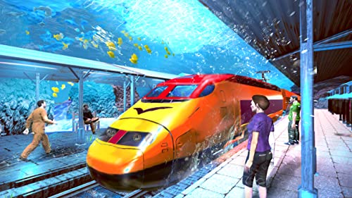 Simulador de tren bala de EE. UU. UnderWater Pro 2019: Aqua Rush Pasajeros que transportan Metro Metro Conductor Tren Sim Adventure Mania