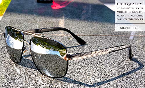 SIPLION Gafas de sol Hombre Polarizadas Gafas de sol para Hombre rectangulares 1823Plateado