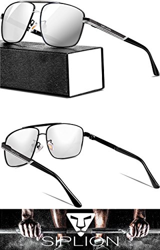 SIPLION Gafas de sol Hombre Polarizadas Gafas de sol para Hombre rectangulares 1823Plateado