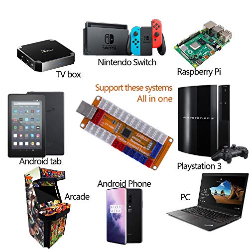 SJ@JX Arcade Game LED Controller Lamp USB Encoder 2 Player Gamepad Cherry MX Microswitch Light Button 8way LED Joystick for Nintendo Switch PC PS3 Retropie Raspberry Pi MAME