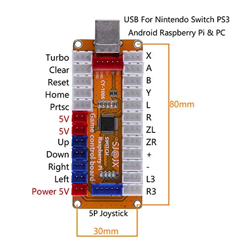 SJ@JX Arcade Game LED Controller Lamp USB Encoder 2 Player Gamepad Cherry MX Microswitch Light Button 8way LED Joystick for Nintendo Switch PC PS3 Retropie Raspberry Pi MAME