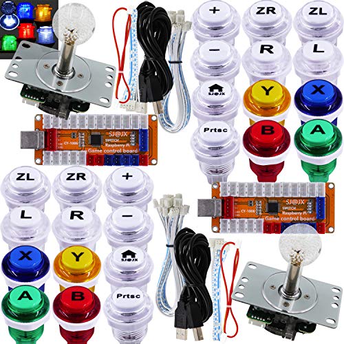SJ@JX Arcade Game LED Controller Lamp USB Encoder 2 Player Gamepad Cherry MX Microswitch Light Button 8way LED Joystick for Nintendo Switch PC PS3 Retropie Raspberry Pi MAME