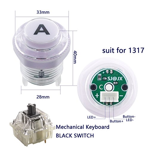 SJ@JX Arcade Game LED Controller Lamp USB Encoder 2 Player Gamepad Cherry MX Microswitch Light Button 8way LED Joystick for Nintendo Switch PC PS3 Retropie Raspberry Pi MAME