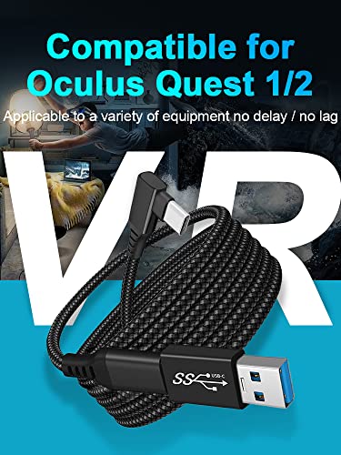 SJZERO Cable de Carga para Oculus Link USB-C Steam VR Tipo C 3.1 Cable de Datos de Codo para Oculus Quest 1/2 Accesorios 5m