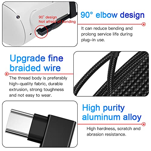 SJZERO Cable de Carga para Oculus Link USB-C Steam VR Tipo C 3.1 Cable de Datos de Codo para Oculus Quest 1/2 Accesorios 5m