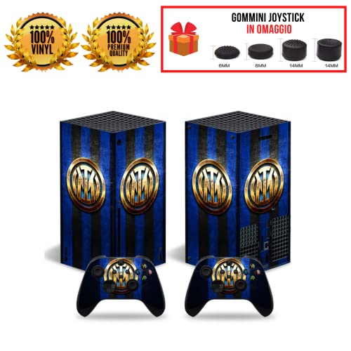 Skin Kit Inter - Internacional Milano FC Cover Película adhesiva antiarañazos 100 % vinilo HD Quality compatible con Xbox Serie X + Set 4 pares gomas para controlador Joystick Xbox X