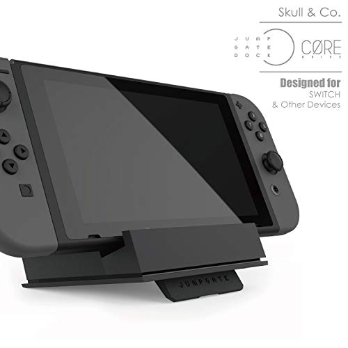 Skull & Co. Jumpgate Portable Dock with Detachable USB Hub HDMI TV Adapter for Nintendo Switch, Smartphone - Black (with Extension Cable)