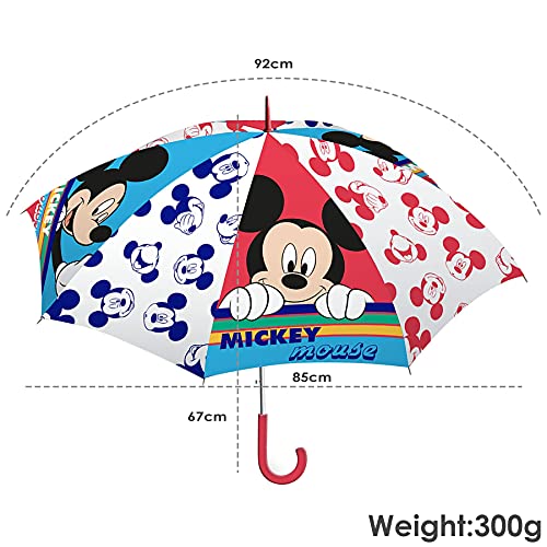 SKYLINE Paraguas para Niños, Mickey Mouse, Estilo Tradicional, Paraguas Infantil, Poliéster, 85cm diámetro, Vuelta al Cole, Ideal para Niños