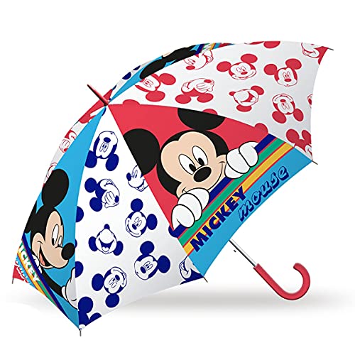 SKYLINE Paraguas para Niños, Mickey Mouse, Estilo Tradicional, Paraguas Infantil, Poliéster, 85cm diámetro, Vuelta al Cole, Ideal para Niños