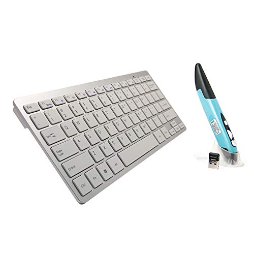SLJZ AYSMG KM-808 2.4GHz Wireless Multimedia Keyboard + Wireless Pen Optical Mouse con Receptor USB Set for computadora PC Laptop, Random Pen Mouse Color Delivery (Negro) (Color : White)