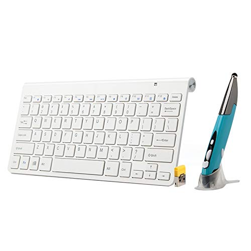 SLJZ AYSMG KM-909 2.4GHz Wireless Multimedia Keyboard + Wireless Optical Pen Mouse con Receptor USB Set for computadora PC Laptop, Random Pen Mouse Color Delivery (Negro) (Color : White)