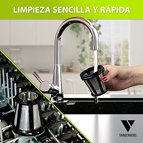 Slow Juicer de Vandenberg: exprimidor silencioso para verduras y frutas [150 W] - Exprimidor eléctrico con función inversa, que conserva las vitaminas - Con cepillo de limpieza