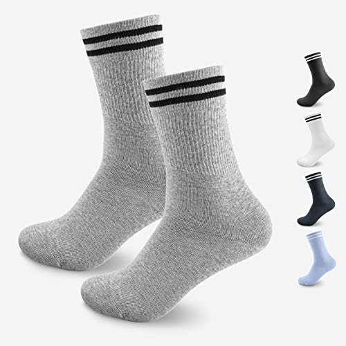 Smart Sir Calcetines Hombre y Mujer 4 Pares de Calcetines de deporte Negro Largo Calcetines de tenis Blanco