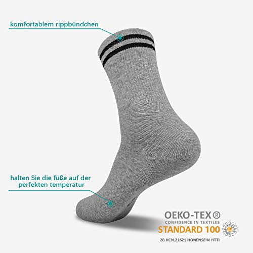 Smart Sir Calcetines Hombre y Mujer 4 Pares de Calcetines de deporte Negro Largo Calcetines de tenis Blanco