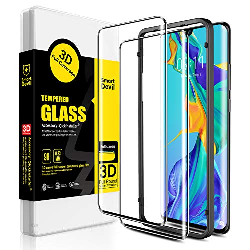 SmartDevil [2 Pack] Protector Pantalla de Huawei P30 Pro,Cristal Templado Huawei P30 Pro,Vidrio Templado [Fácil de Instalar] [3D Borde Redondo] [Garantía de por Vida] para Huawei P30 Pro