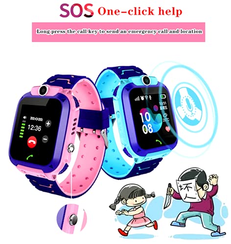Smartwatch Niños, Reloj Inteligente Niña IP67, LBS, Hacer Llamada, Chat de Voz, SOS, Modo de Clase, Cmara, Juegos, Regalo para Niños de 3-12 años, soporta 2G tarjetáas Micro SIM (Rosado)