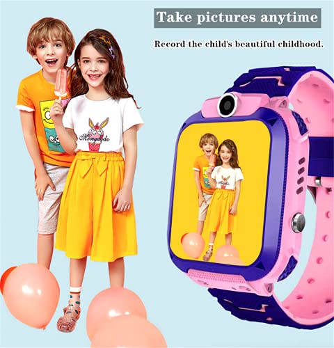 Smartwatch Niños, Reloj Inteligente Niña IP67, LBS, Hacer Llamada, Chat de Voz, SOS, Modo de Clase, Cmara, Juegos, Regalo para Niños de 3-12 años, soporta 2G tarjetáas Micro SIM (Rosado)