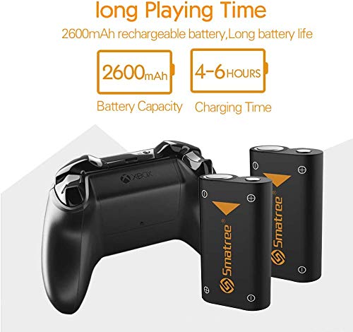 Smatree 2x2600mAh Batería de Controlador Xbox Series X, Xbox Series S, Batería Recargable &Cargador de Batería Dual para Xbox Series X, Xbox Series S, Xbox One, Xbox One Elite, Xbox One S, Xbox One X