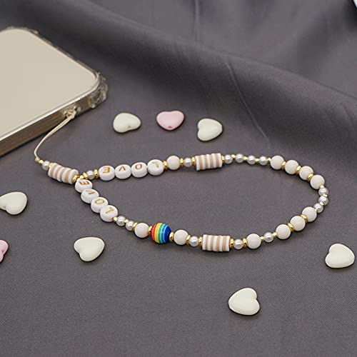Smiley Face perlas teléfono Charm Strap Mobile Phone Beads Lanyard Diseño Bohemia Cadena de Teléfono Móvil Anti Lost Mobile Phone Chain Wrist Bracelet Phone Charm Strap Cord Lanyard for Women