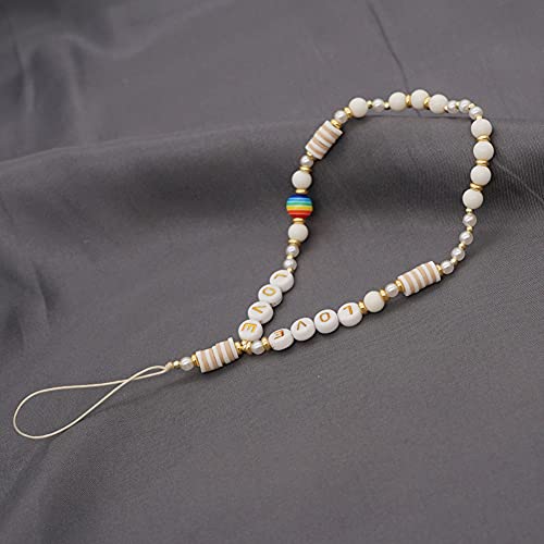 Smiley Face perlas teléfono Charm Strap Mobile Phone Beads Lanyard Diseño Bohemia Cadena de Teléfono Móvil Anti Lost Mobile Phone Chain Wrist Bracelet Phone Charm Strap Cord Lanyard for Women