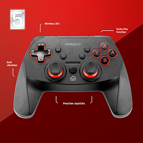 snakebyte Switch GAMEPAD S PRO - Mando inalámbrico Bluetooth para Nintendo Switch / Lite, joysticks analógicos dobles, acción de juego inalámbrica, retroalimentación táctil, función Turbo, Batería