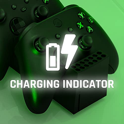 snakebyte Xbox TWIN CHARGE SX - negro - Cargador para mandos de la Serie X, Cargador para mandos inalámbricos, 2 baterías recargables de 800mAh, indicador LED de estado de carga, diseño de la Serie X