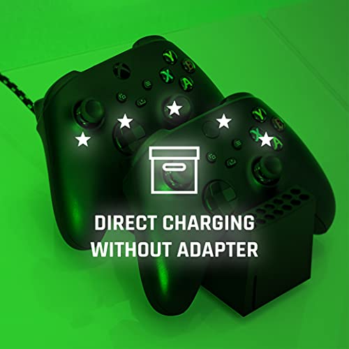 snakebyte Xbox TWIN CHARGE SX - negro - Cargador para mandos de la Serie X, Cargador para mandos inalámbricos, 2 baterías recargables de 800mAh, indicador LED de estado de carga, diseño de la Serie X