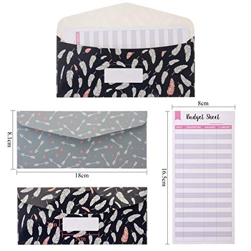 Sobres de Dinero en Efectivo Sobres de Presupuesto Impermeables Sobres de Plástico Reutilizables para Dinero en Efectivo (12PCS Colorido)