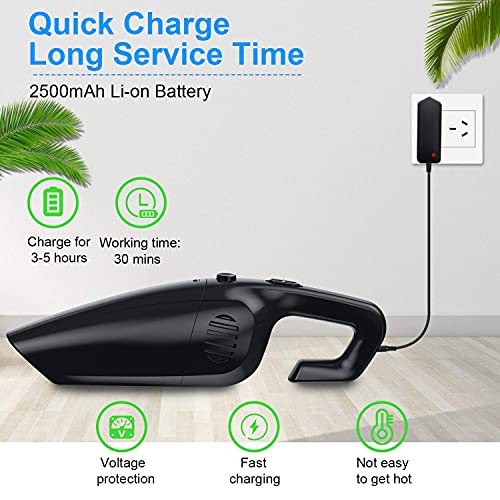 SOCICO Aspiradora de Mano,8000PA Aspirador de Coche Sin Cable Potente,120W Aspirador de Coche Potente Inalámbrico, HEPA Filtro Lavable y Bolsa de Transporte para Coches, Sofas, Pelos Mascotas, Casa