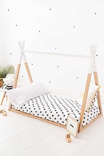 SOKIOS Funda Nórdica Cruces para Cuna 70x140. Cubierta Nórdica con Estampado de Cruces Negras sobre Blanco. Suaves, Sofisticadas (110X145)