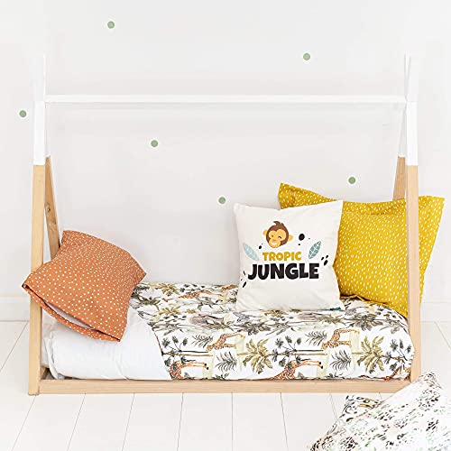 SOKIOS Funda Nórdica Selva Animales para Cama de 90. Suave y Confortable Funda Nórdica para Niños con un Estampado Divertido y Alegre. Funda Infantil.