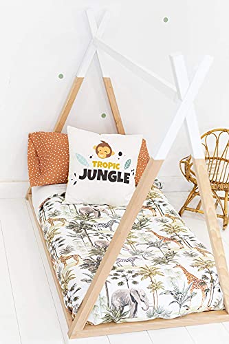 SOKIOS Funda Nórdica Selva Animales para Cama de 90. Suave y Confortable Funda Nórdica para Niños con un Estampado Divertido y Alegre. Funda Infantil.